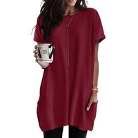 Azura Exchange Short Sleeve Tunic Top with Side Pockets - S thumbnail