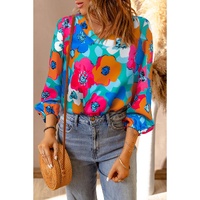 Azura Exchange Floral Print V Neck Blouse - L thumbnail