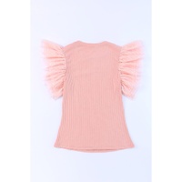 Azura Exchange Ruffle Sleeve Ribbed Knit Top - M thumbnail