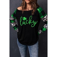 Azura Exchange Lucky Clover Glitter Pattern Leopard Plaid Top - M thumbnail