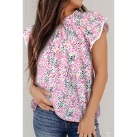 Azura Exchange High Neck Flutter Sleeves Top - XL thumbnail