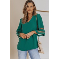 Azura Exchange Flare Sleeve V Neck Loose Blouse - M thumbnail