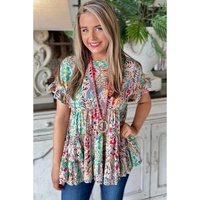 Azura Exchange Ruffle Sleeve Babydoll Top - M thumbnail