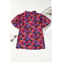 Azura Exchange Floral Print Puff Sleeve Blouse - S thumbnail