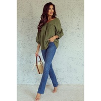 Azura Exchange Textured V Neck Bracelet Sleeve Babydoll Blouse - S thumbnail
