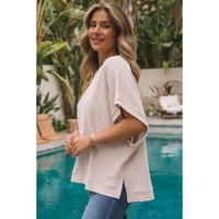 Azura Exchange Ribbed Knit Batwing Sleeve Tunic - M thumbnail