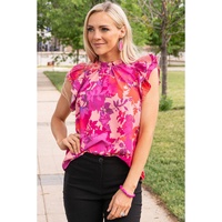 Azura Exchange Flutter Sleeves Frilled Neck Blouse - L thumbnail
