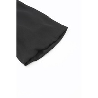 Black Button Keyhole Back Pleated Ruffle Trim Blouse - L thumbnail