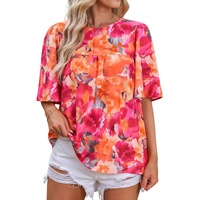 Azura Exchange Wide Sleeve Floral Print Blouse - L thumbnail