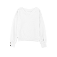 White Knitted V Neck Buttoned Cuffs Sweater - 2XL thumbnail