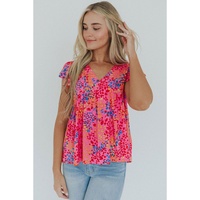 Azura Exchange Leopard Print Flutter Sleeve Blouse - M thumbnail