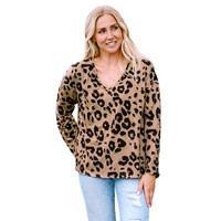 Azura Exchange Leopard Print V Neck Long Sleeve Top - XL thumbnail