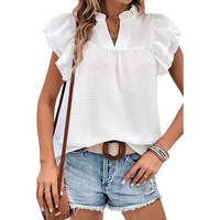 Azura Exchange Ruffle Flutter Sleeve Notch Neck Top - XL thumbnail