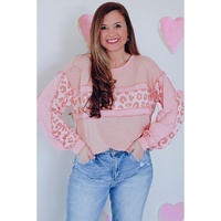 Azura Exchange Leopard Patchwork Waffle Knit Top - M thumbnail