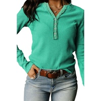 Azura Exchange Waffle Knit Henley Top - L thumbnail