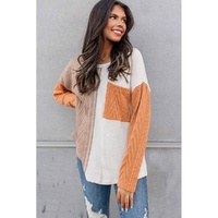 Azura Exchange Textured Knit Top with Colorblock Chest Pocket - M thumbnail