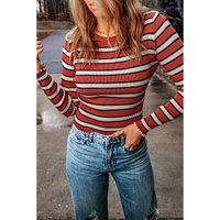 Azura Exchange Striped Ribbed Knit Slim Fit Top - L thumbnail