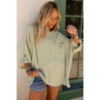 Azura Exchange Oversize Ribbed Roll-tab Sleeve Top - S thumbnail