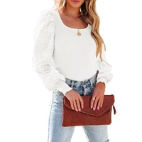 Azura Exchange Ribbed Knit Puff Sleeve Top - S thumbnail