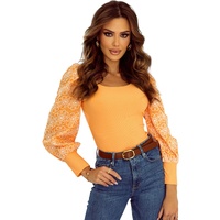 Azura Exchange Puff Sleeve Ribbed Knit Top - XL thumbnail