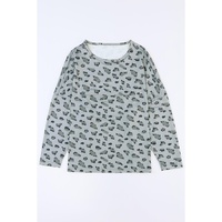 Azura Exchange Animal Print Stitching Loose Long Sleeve Top - M thumbnail