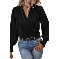 Azura Exchange Elegant Surplice Neck Draped Blouse - S thumbnail
