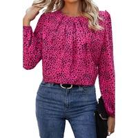 Azura Exchange Leopard Print Pleated Blouse - L thumbnail