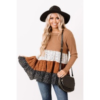 Azura Exchange Ribbed Tiered Ruffled Flowy Top - M thumbnail
