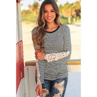 Azura Exchange Lace Crochet Long Sleeve Top - S thumbnail