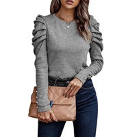 Azura Exchange Buttoned Puff Long Sleeve Sheath Top - L thumbnail