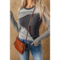 Azura Exchange Exposed Seam Color Block Ribbed Knit Top - S thumbnail