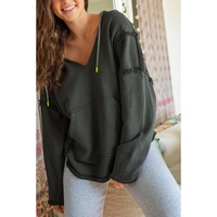 Gray Exposed Seam Raw Edge Hoodie with Pockets - S thumbnail