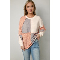 Multicolor Exposed Seam Colorblock Oversized Knit Top - L thumbnail