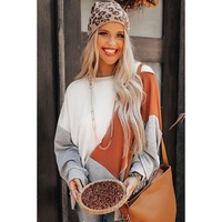 Azura Exchange Colorblock Stitching Irregular Hem Long Sleeve Top - M thumbnail