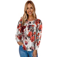 Azura Exchange Retro Floral Long Sleeve Blouse - M thumbnail