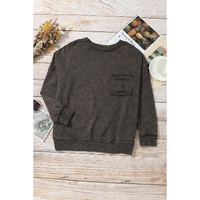 Azura Exchange Acid Wash Drop Shoulder Long Sleeve Sweatshirt with Pockets - M thumbnail