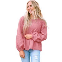 Azura Exchange Textured Bubble Sleeve Blouse - M thumbnail