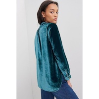 Azura Exchange Womens Green Velvet Blouse - L thumbnail