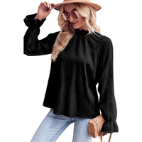 Azura Exchange Frilled Mock Neck Ripple Bubble Sleeve Blouse - XL thumbnail