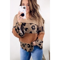 Azura Exchange Leopard Colorblock Patchwork Knit Top - L thumbnail