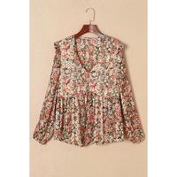 Azura Exchange Floral Ruffled Babydoll Blouse - S thumbnail
