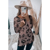 Brown Leopard Spling Thumbhole Long Sleeve Top - M thumbnail