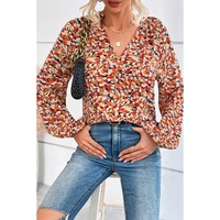 Azura Exchange Allover Print Bishop Sleeve Blouse - M thumbnail