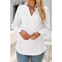 Azura Exchange Split Neck Textured Loose Blouse - M thumbnail