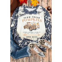 Azura Exchange Graphic Bleached Top with  Farm Fresh Pumpkins - S thumbnail