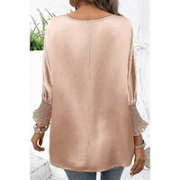 Smoke Gray Shirred Dolman Sleeve Satin Blouse - L thumbnail