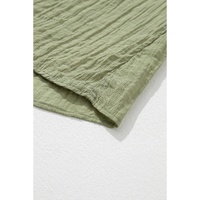 Meadow Mist Green V Neck Flutter Sleeve Textured Blouse - L thumbnail