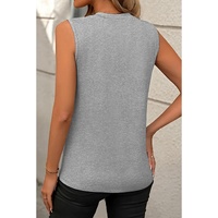 Gray Crew Neck Pleated Tank Top - M thumbnail