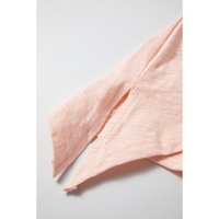 Pink Flower Patchwork Exposed Seam Oversized High Low Top - L thumbnail