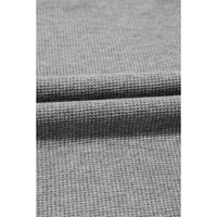 Gray Waffle knit Bishop Sleeve Split Oversized Top - XL thumbnail
